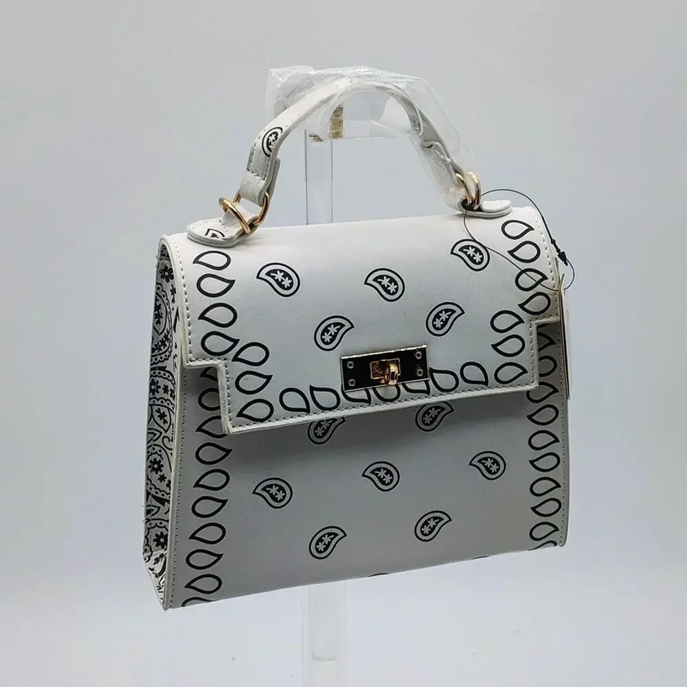 Faux leather bandana print crossbody